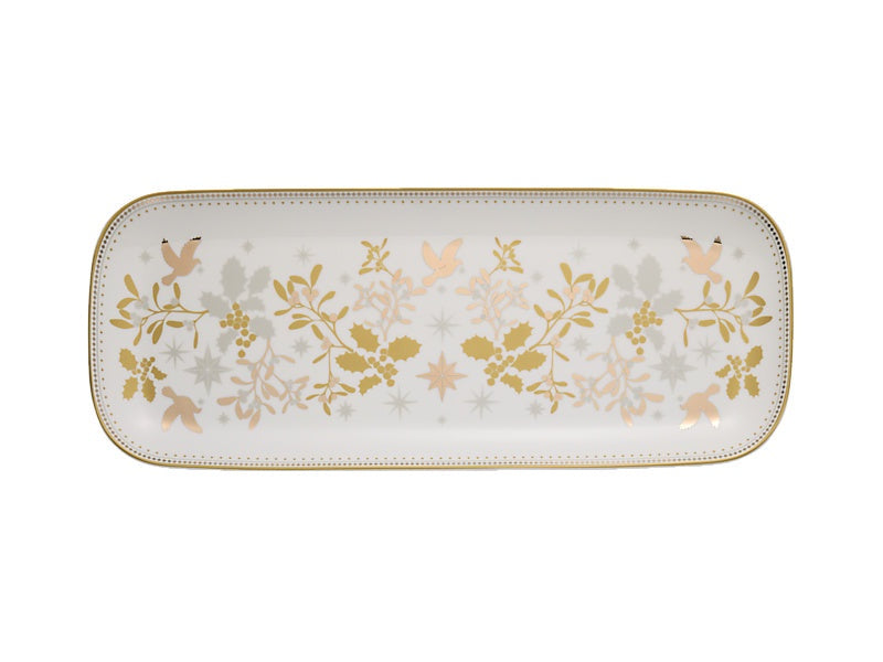 White Christmas Oblong Platter 41x17cm Gift Boxed