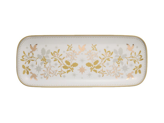 White Christmas Oblong Platter 41x17cm Gift Boxed