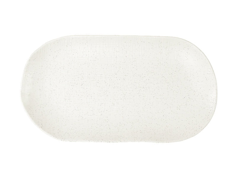 Onni Oblong Platter 35x19cm Speckle White