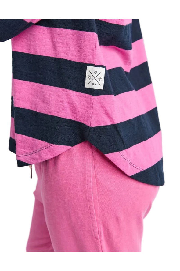 Spritz Strip L/S Tee - Hot Pink