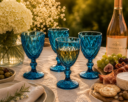 Deanna Wine Glass 4pc Blue Gift Boxed