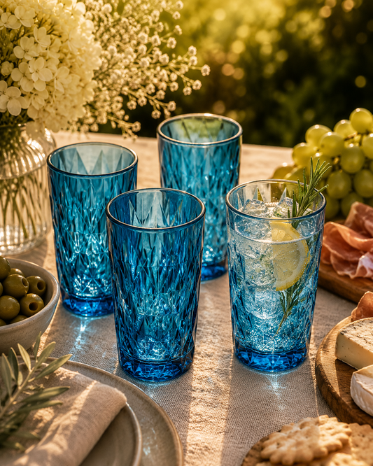 Deanna Highball Glass 4pc Blue Gift Boxed