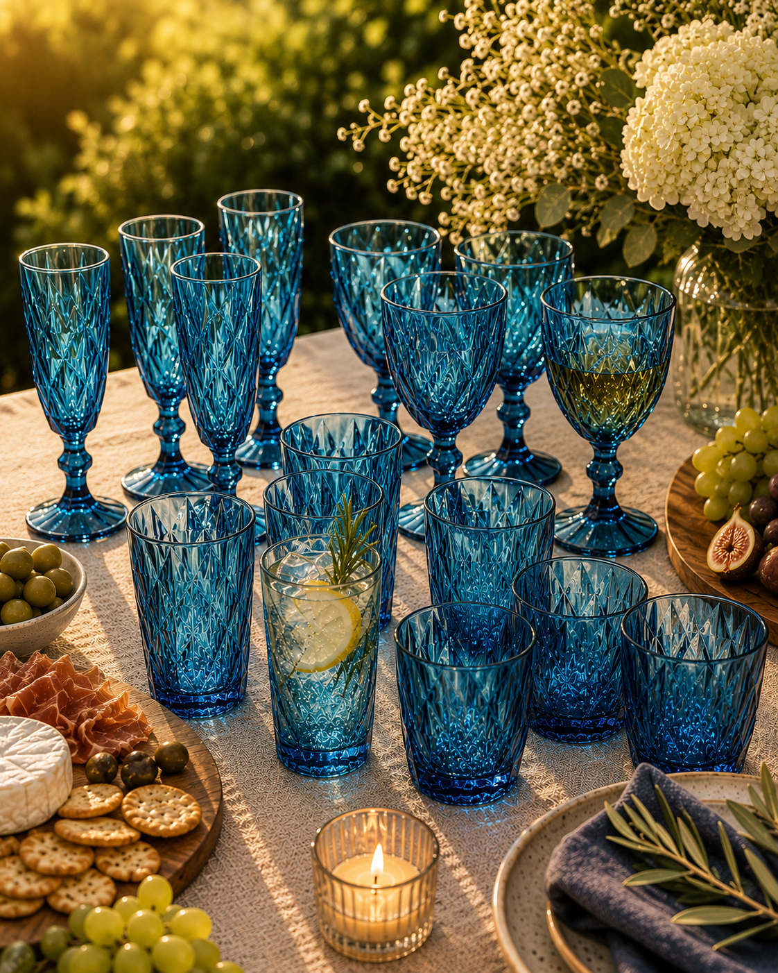 Deanna Highball Glass 4pc Blue Gift Boxed