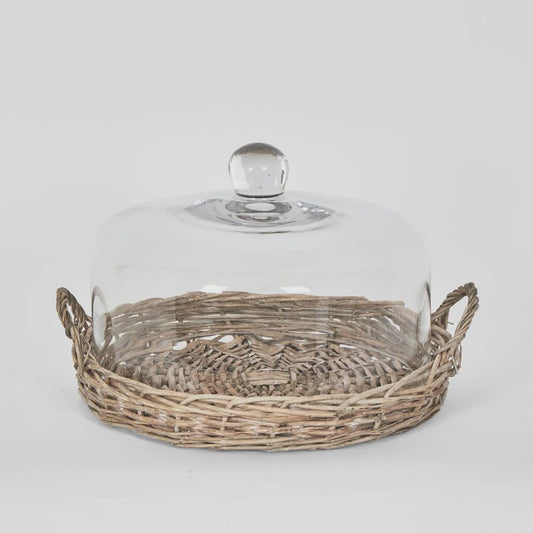 Willow Tray with Glass Cover