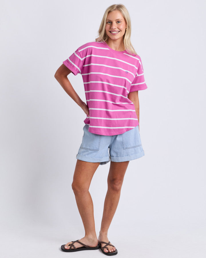 Halli S/S Tee - Magenta/White Stripe