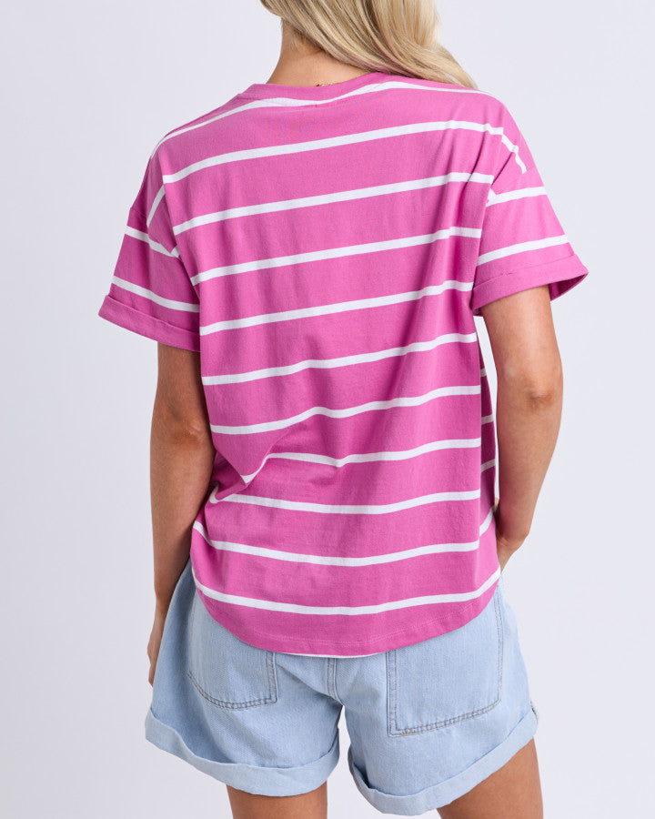 Halli S/S Tee - Magenta/White Stripe