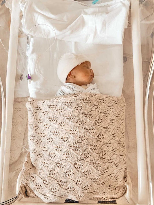 Knitted Cotton Woodlands Blanket - Honey Milk