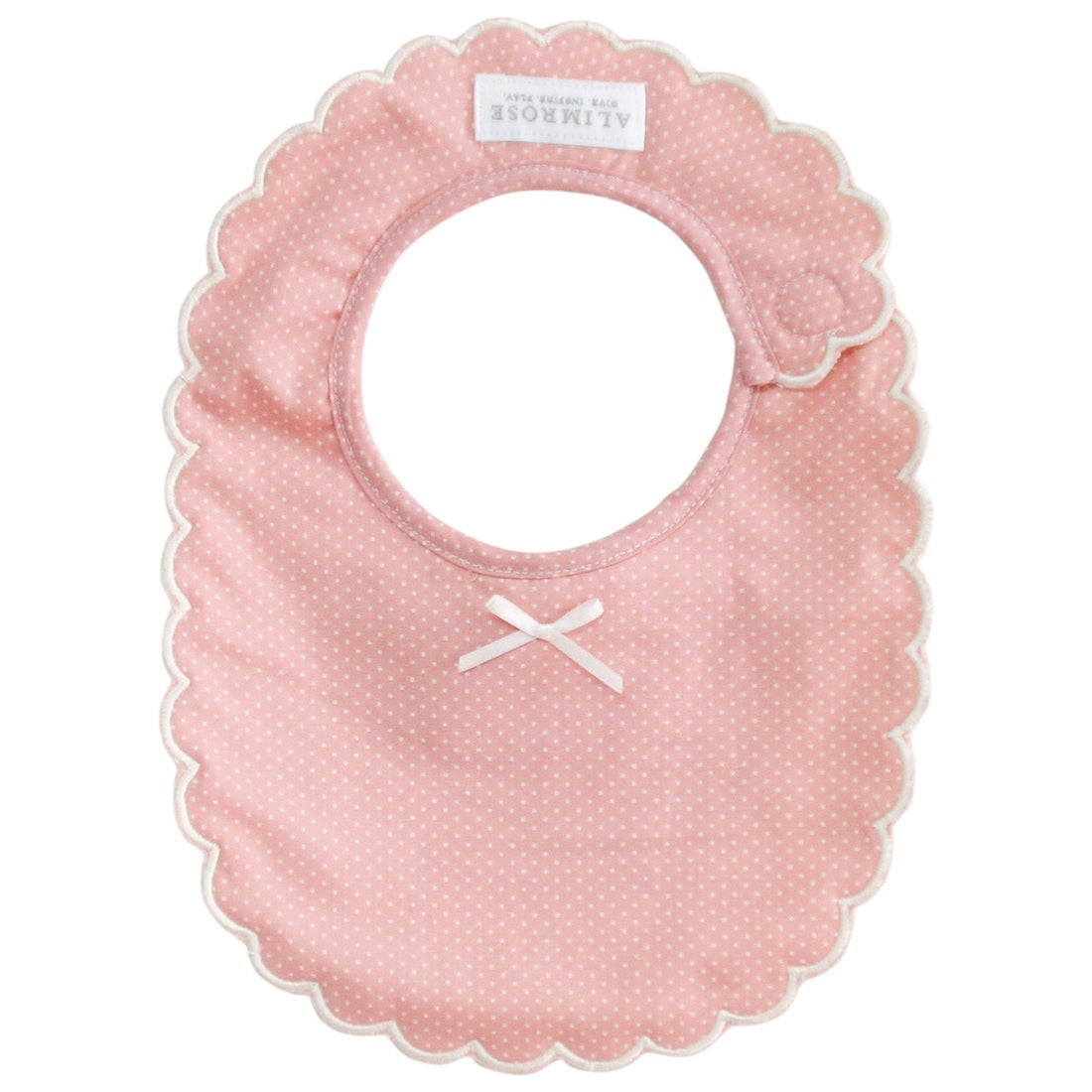Scallop Bib Pink Ivory Spot