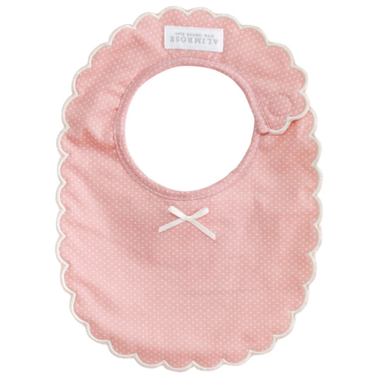 Scallop Bib Pink Ivory Spot