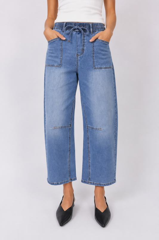 Leo Barrel Jean - Blue Denim