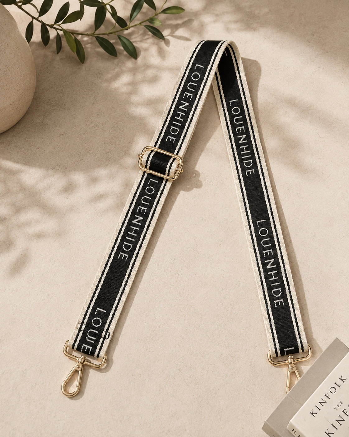 Logo Contrast Bag Strap - Black/Cream