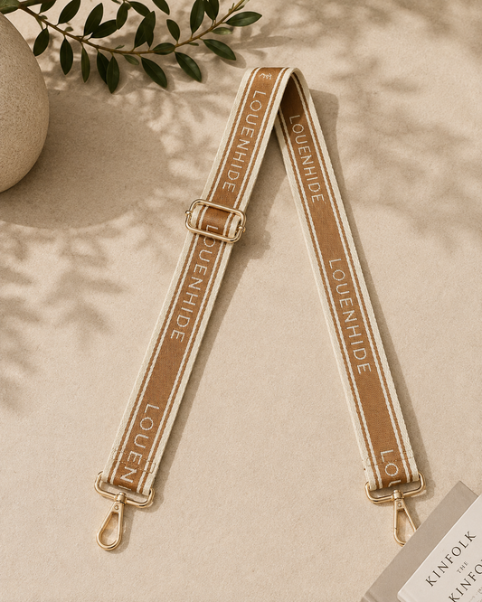 Logo Contrast Bag Strap - Tan/Cream