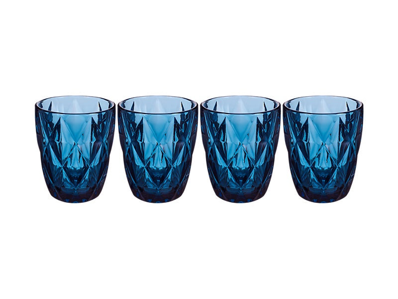 Deanna Double Old Fashion Glass 4pc Blue Gift Boxed