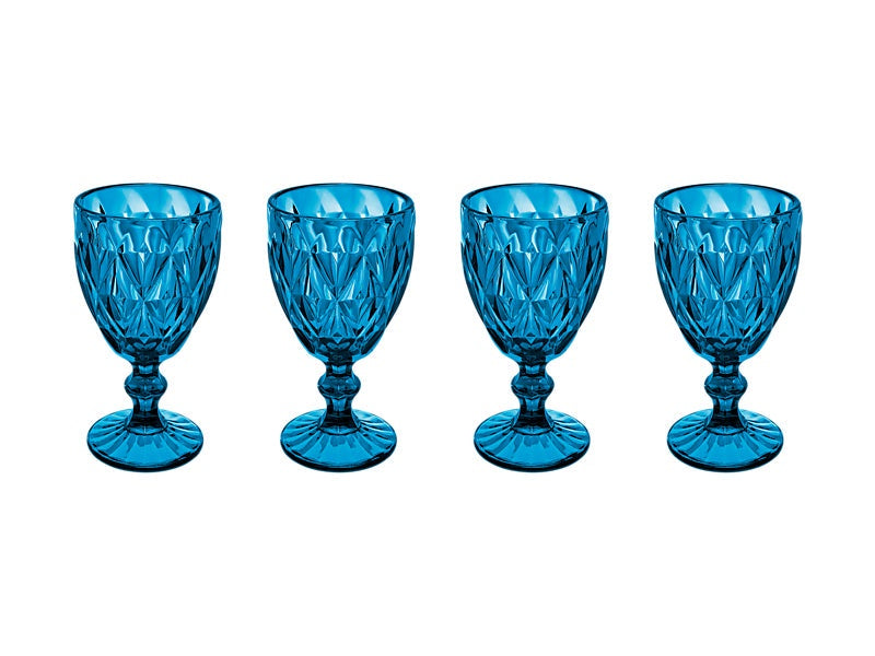 Deanna Wine Glass 4pc Blue Gift Boxed