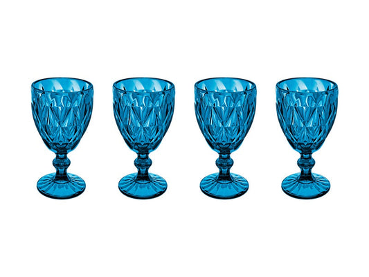 Deanna Wine Glass 4pc Blue Gift Boxed