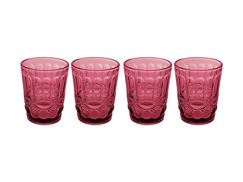Gabriella Double Old Fashion Glass 4pc Pink Gift Boxed