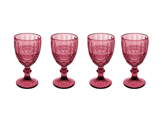 Gabriella Wine Glass 4pc Pink Gift Boxed