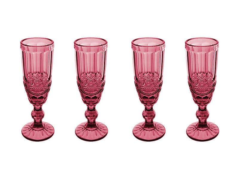 Gabriella Champagne Flute 4pc Pink Gift Boxed