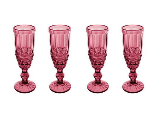 Gabriella Champagne Flute 4pc Pink Gift Boxed