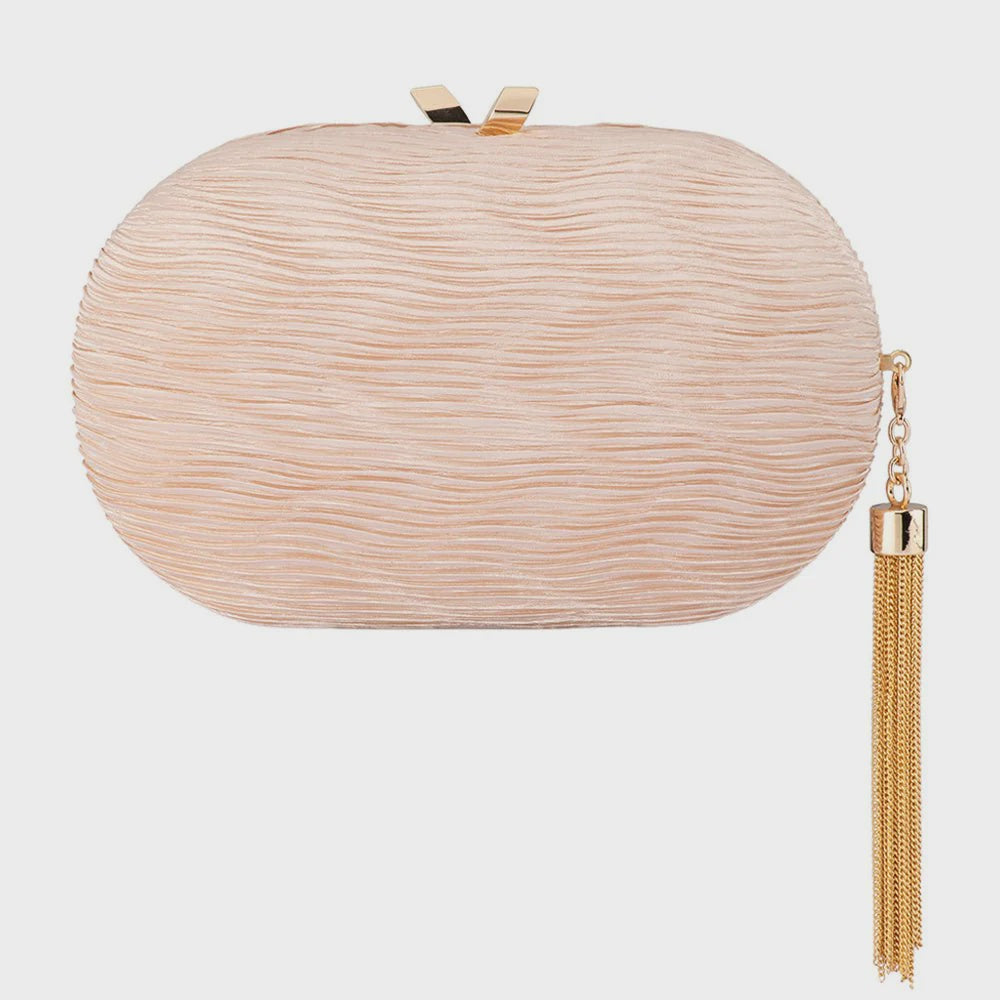 Natalie Pleated Oval Clutch