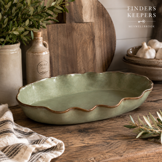 Marseille Wavy Green Oval Dish