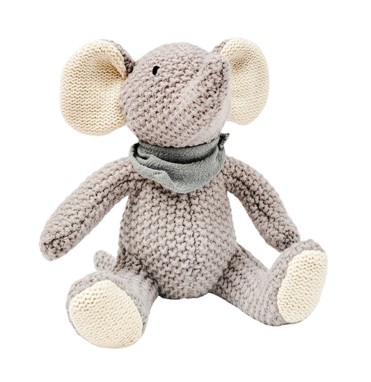 Knitted Elephant Soft Toy Grey 18cm