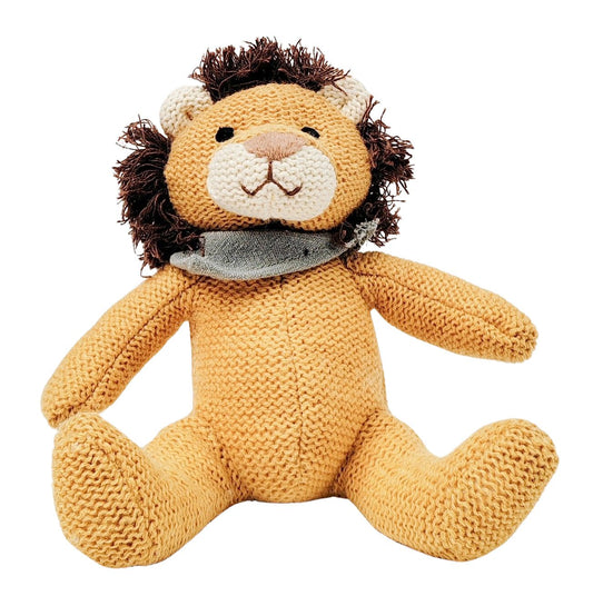 Knitted Lion Soft Toy Mustard 18cm