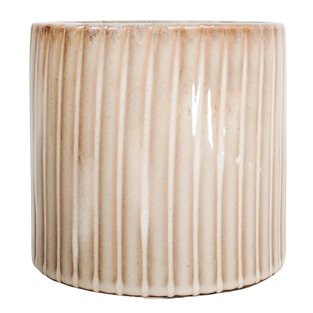 Retro Stripe Planter Cream