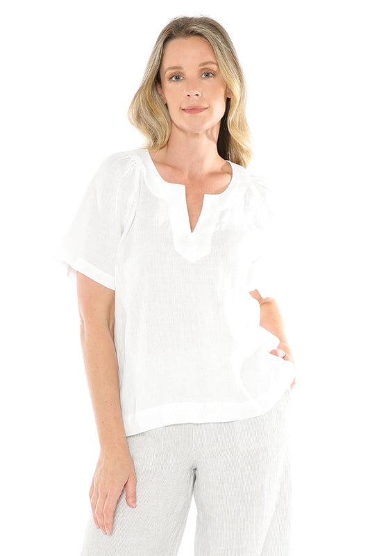 V-Neck Flutter Top - White