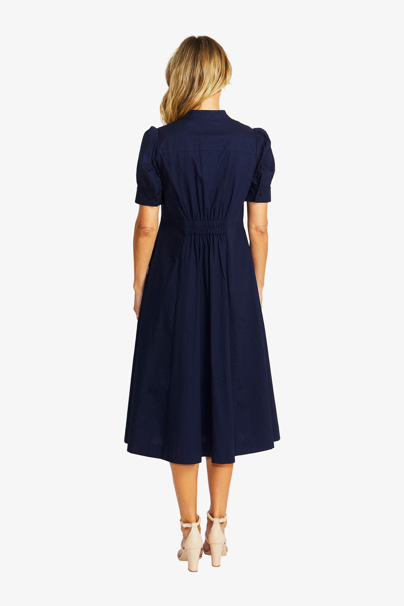 Audrey Rosette Dress Navy