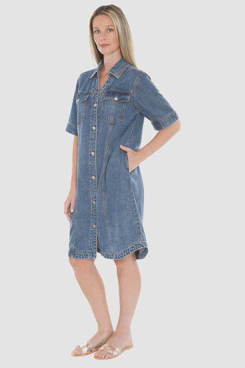 Soft Denim Dress - Mid Blue