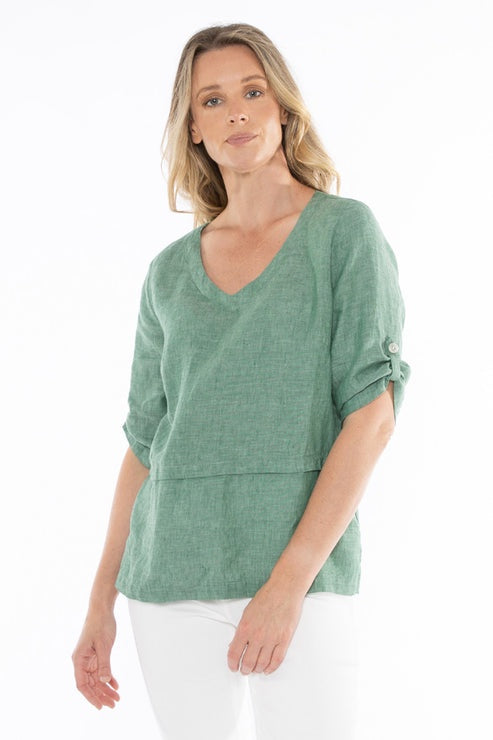 V Neck Top Honeydew