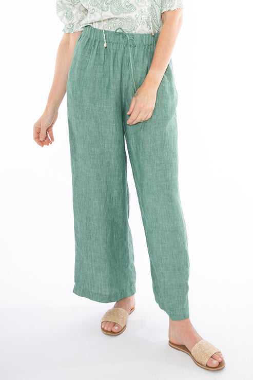 Wide Leg Linen Pant Honeydew