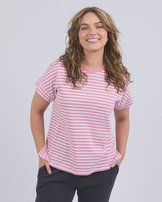 Yara Stripe Tee - Chateau Rose
