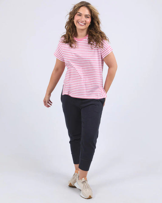 Yara Stripe Tee - Chateau Rose