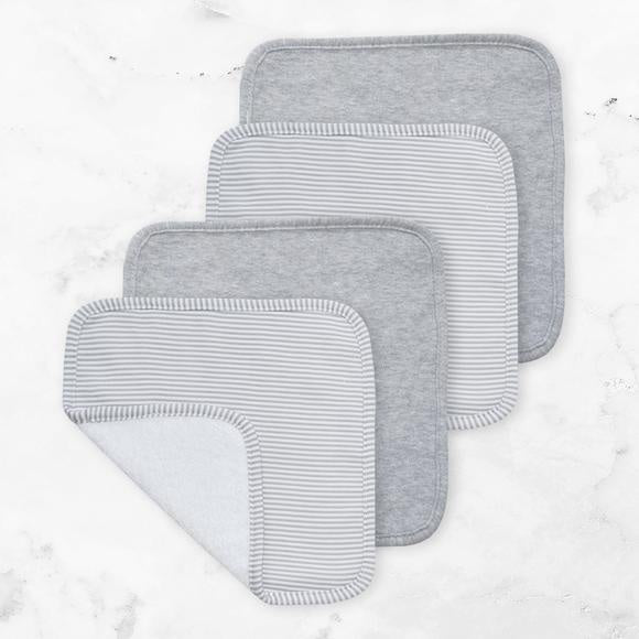 Face Washers 4pk Grey/Grey Stripe