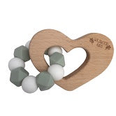 Heart Teether - Mint & White