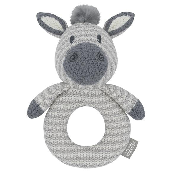 Knitted Ring Rattle - Zac The Zebra