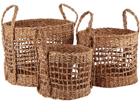 Seagrass Round Cylinder Basket - Large