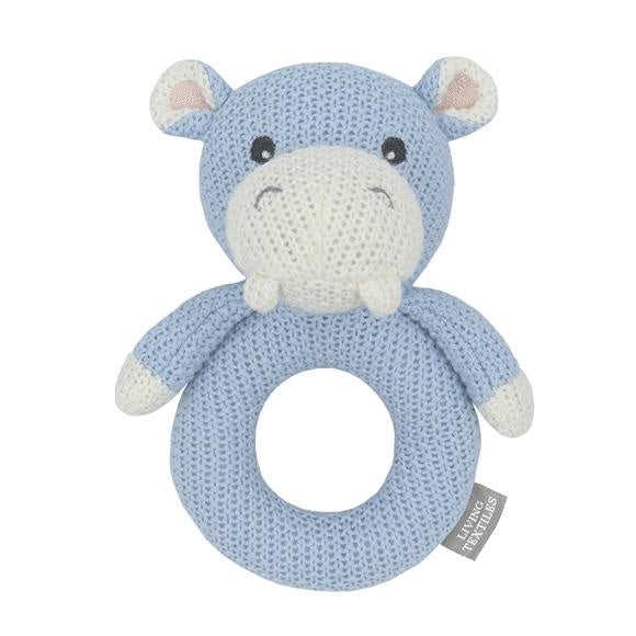 Knitted Ring Rattle - Henry The Hippo