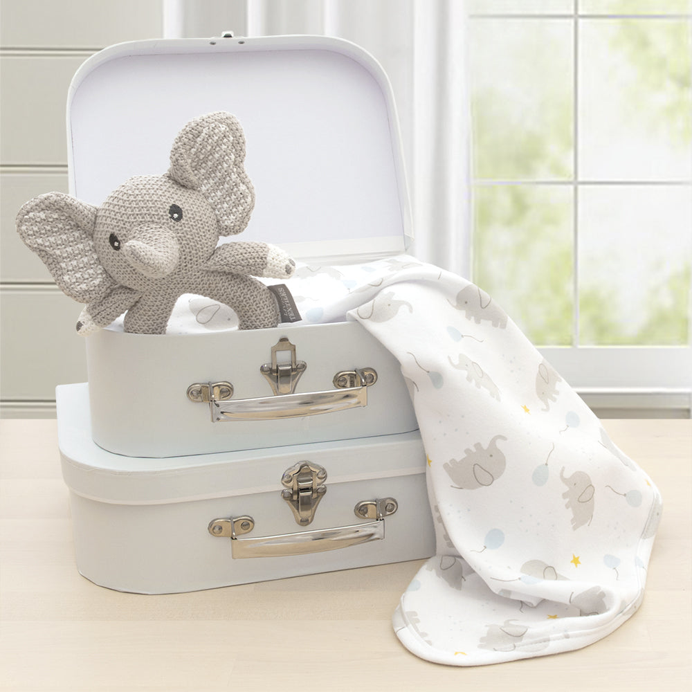 Jersey Swaddle & Rattle - Mason/Elephant