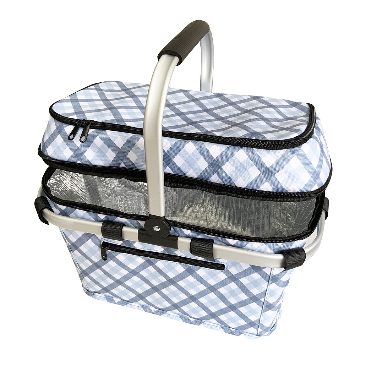 4 Person Insulated Picnic Basket Gingham