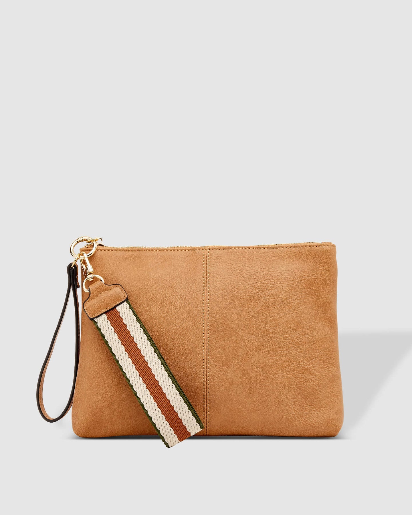 Molly Camel Stripe Strap Clutch