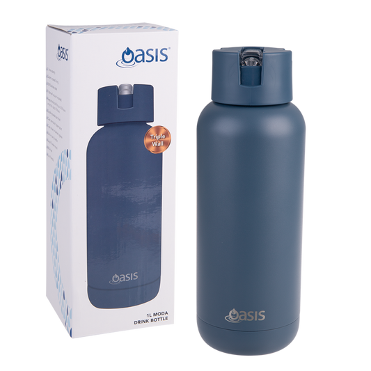 Moda Triple Wall Insulated Drink Bottle 1L Indigo