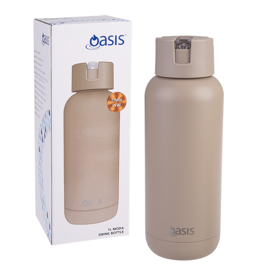 Moda Triple Wall Insulated Drink Bottle 1L Latte