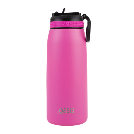 Insulated Sports Drink Bottle With Sipper Straw 780m Neon Pink