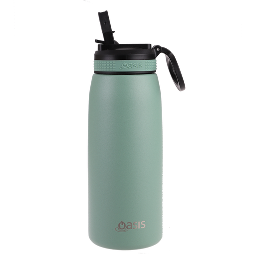 Insulated Sports Drink Bottle With Sipper Straw 780ml Sage Green