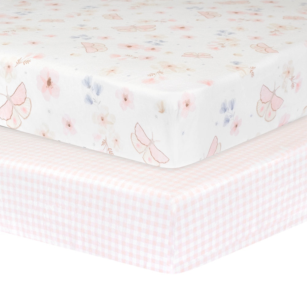 Cot Fitted Sheets - Butterfly Garden