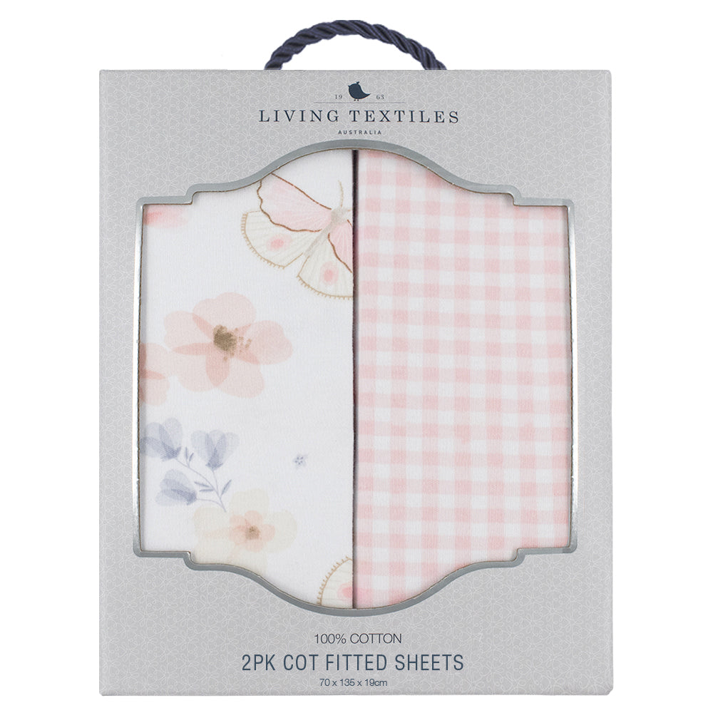 Cot Fitted Sheets - Butterfly Garden