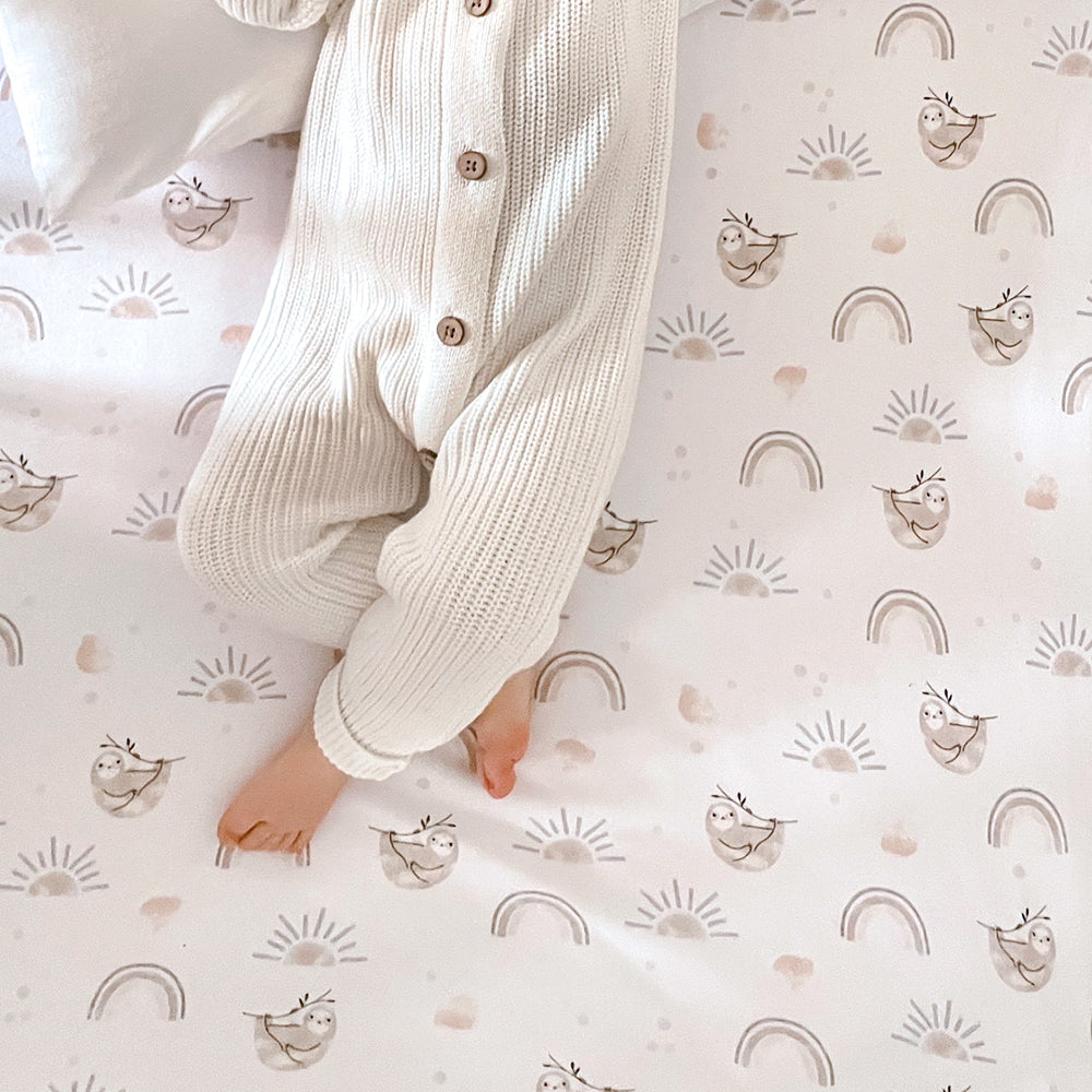 Cot Fitted Sheets - Happy Sloth